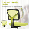 Low Back Mesh Armless Office Chair,Swivel Rolling Computer Chair No Arms With Lumbar Support, Green Green Metal