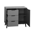 Storage Cabinet With 3 Drawers & Adjustable Shelf, Mid Century Cabinet With Door, Accent Cabinet For Living Room, Home Office, Entryway, Gray 3 4 Drawers Gray Particle Board