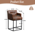 Coolmore Counter Height Bar Stools Set Of 2, Modern Square Bar Stool With Back, Black Metal Frames, Upholstered Bar Stools For Kitchen Island, Pub, Club Brown Pu Brown Pu Primary Living Space Foam Pu