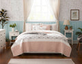 6 Piece Cotton Percale Quilt Set With Throw Pillows Blush King Cal King King Blush Polyester