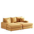 86.6Inch Corduroy 3 Seater Sofa With 3 Back Pillows2 Toss Pillows And Two Ottoman ,Comfy Sofa Deep Seat Couch For Living Room Ginger Corduroy 3 Seat