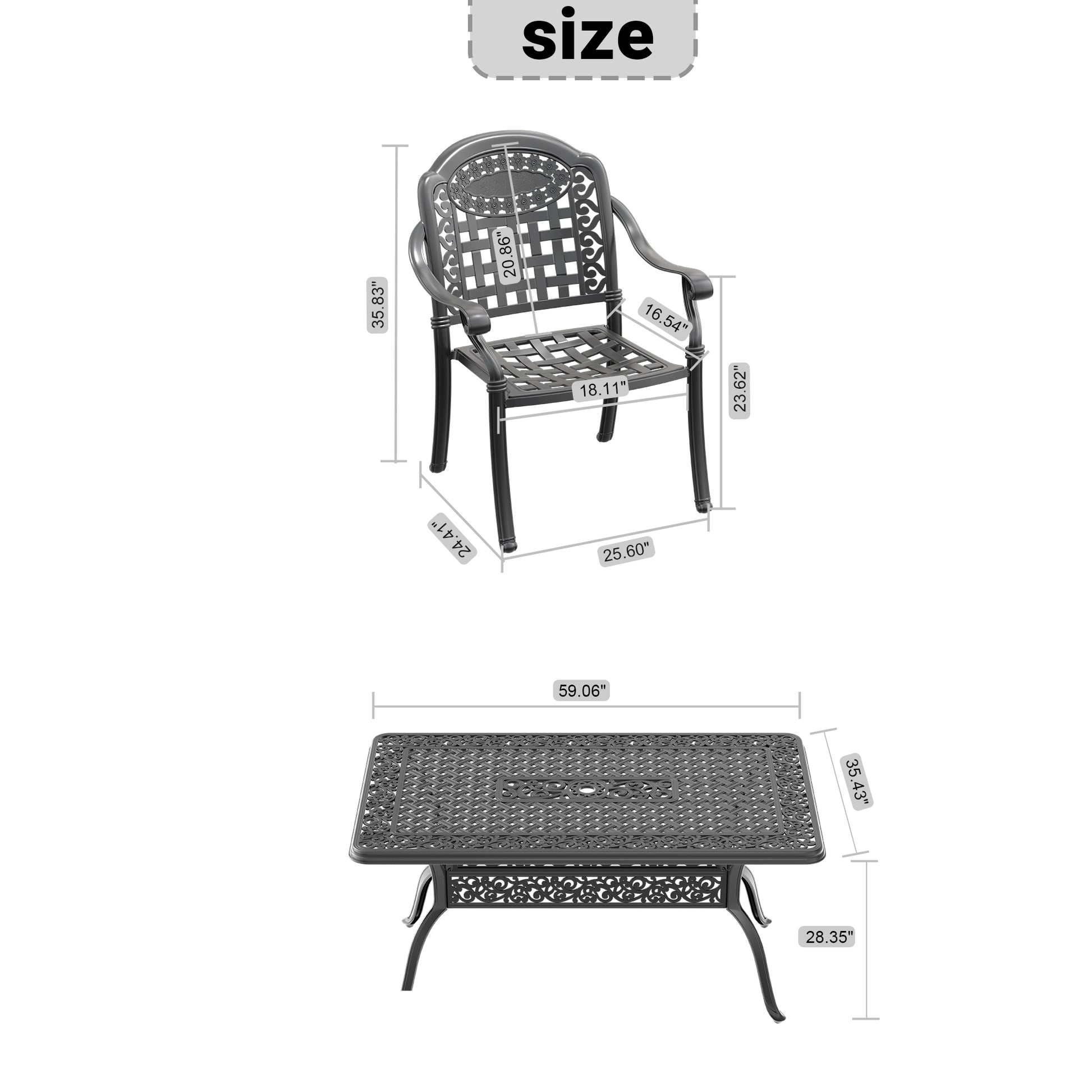 Cushions In Random Colors 5 Piece Set Of Cast Aluminum Patio Furniture With Cushions Yes Dining Set Black Seats 4 Rust Resistant Frame Water Resistant Cushion Garden & Outdoor Complete Patio Sets Aluminium