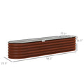 Outsunny 8' X 2' X 1.4' Galvanized Raised Garden Bed Kit, Outdoor Metal Elevated Planter Box With Safety Edging, Easy Diy Stock Tank For Growing Flowers, Herbs & Vegetables, Brown Brown Steel
