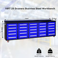 10Ft Workbench With Storage Drawers 25 Drawers Blue Blue Steel