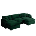 Oversized Modular Cushion Sofa, Portable Ottoman, L Shaped Corner Low Back Deep Seating Spacious Sofa Set And Sofa Bed For Home Apartment Living Room Set, Green Corduroy Green Corduroy 3 Seat