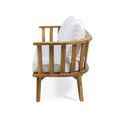 Outdoor Wooden Loveseat With Cushions White Teak 55.50