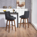 Coolmore Bar Stools Set Of 2 Counter Height Chairs With Footrest For Kitchen, Dining Room And 360 Degree Solid Wood Legs Swivel Bar Stools Set Of 2 Black Linen Black Foam Linen