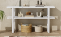 Retro Elegant Console Table With Marble Effect Top And Versatile Storage Solutions For Entryway And Living Room Antique White Antique White Solid Wood Mdf