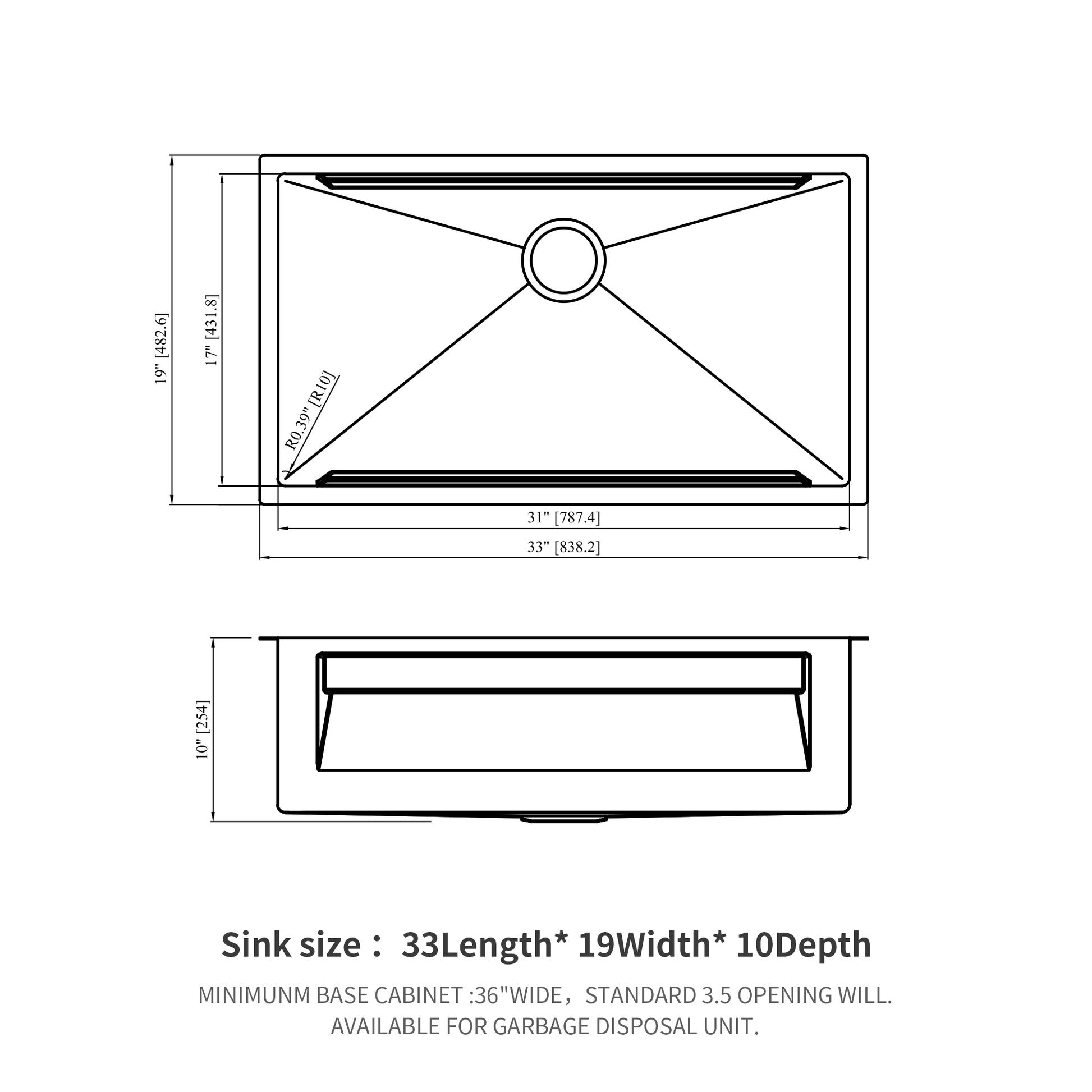33" Undermount Kitchen Sink 33*19 Inch Single Bowl 16 Gauge Stainless Steel Ledge Workstation Kitchen Sinks Brushed Nickel Stainless Steel