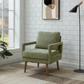 Mid Century Armchairaccent Chair With Chenille Armrest & Soft Cushion For Living Room, Bedroom, Home Office, Study, Forest Green Green Foam Wood Fabric