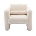 Modern Accent Chair Lambskin Sherpa Fabric Upholstered Comfy Reading Arm Chair Soft Padded Armchair With Back And Pillow For Living Room Bedroom Reception Waiting Room Office, Cream Cream Primary Living Space Upholstered