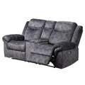 Jimny Domino Granite Power Console Reclining Ls With Power Switch Gray Fabric
