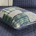 3 Piece Reversible Printed Quilt Set Green Navy Full Queen Green Navy Microfiber
