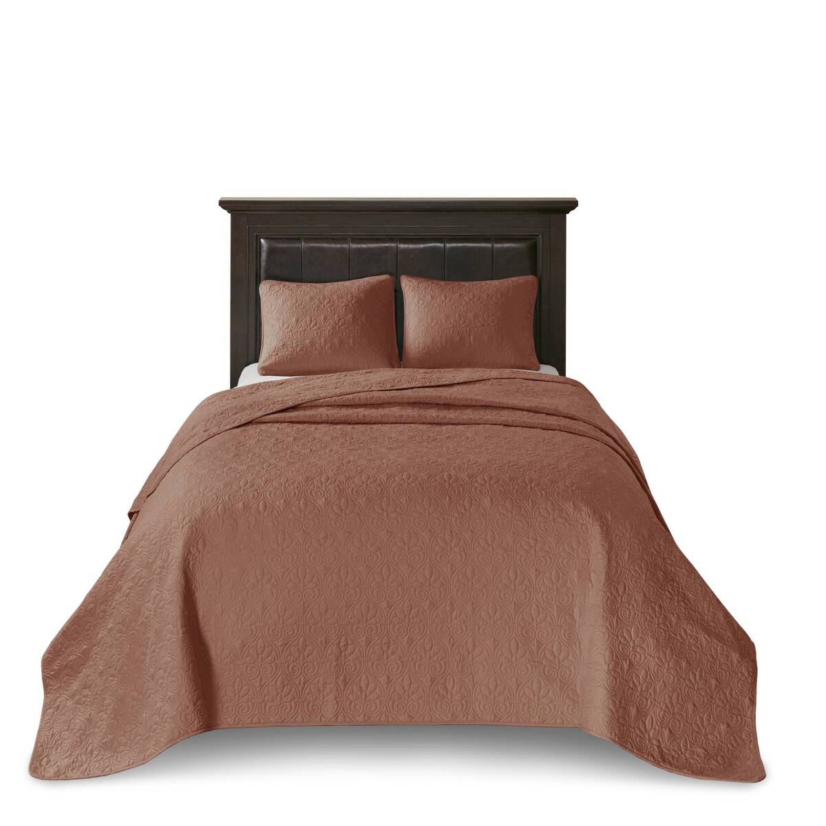 3 Piece Reversible Quilt Set Clay Red Full Queen Red Polyester