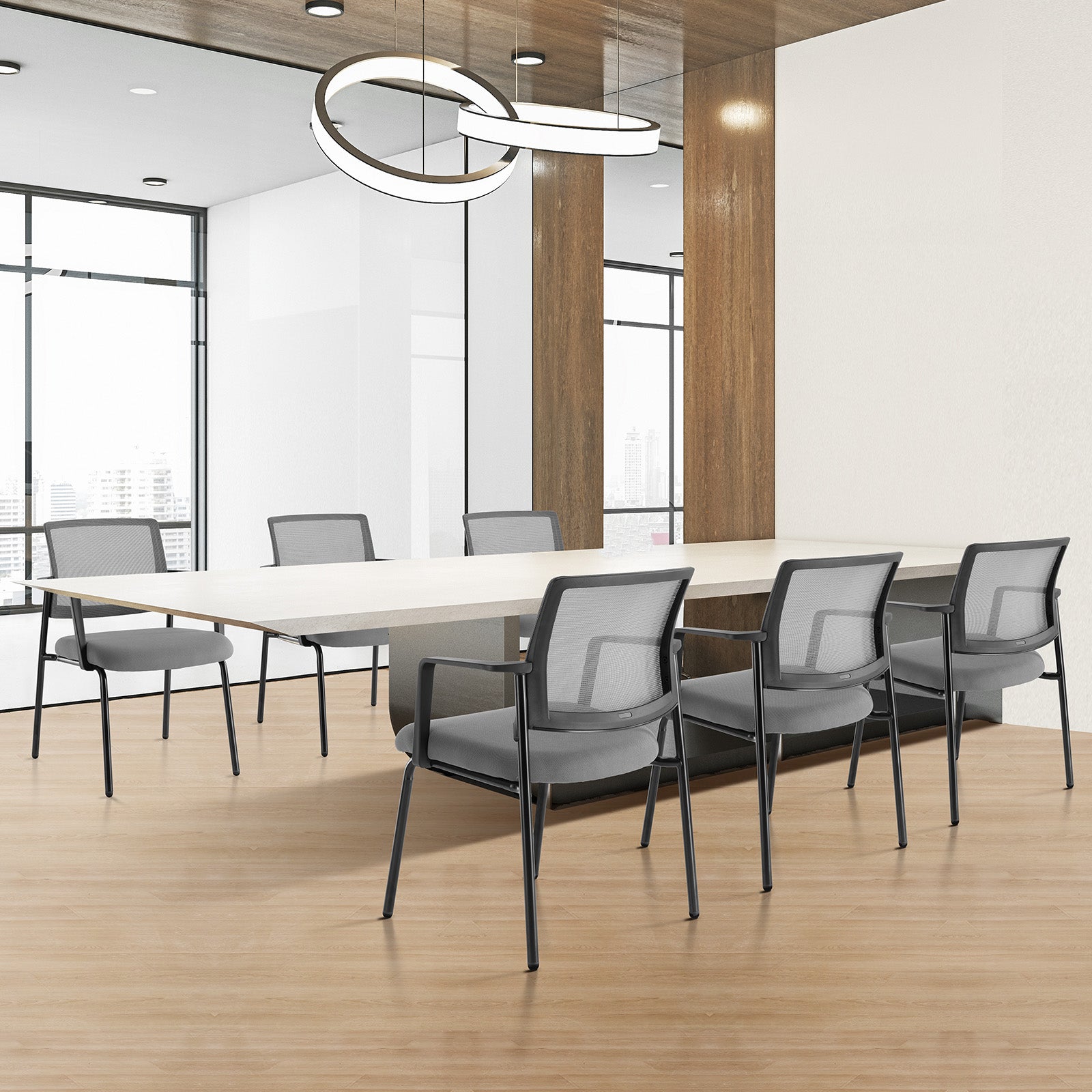 Mesh Back Stacking Arm Chairsupholstered Fabric Stacking Chairs, Sturdy Metal Stacking Chairs,Gray, 1 Pack Gray Abs