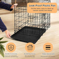 Folding Metal Wire Dog Crate, 24 Inch Durable, Foldable, Collapsible Double Door Dog Crate With Removable Leak Proof Pan, Portable Dogs Crate With Divider, Black Black Iron