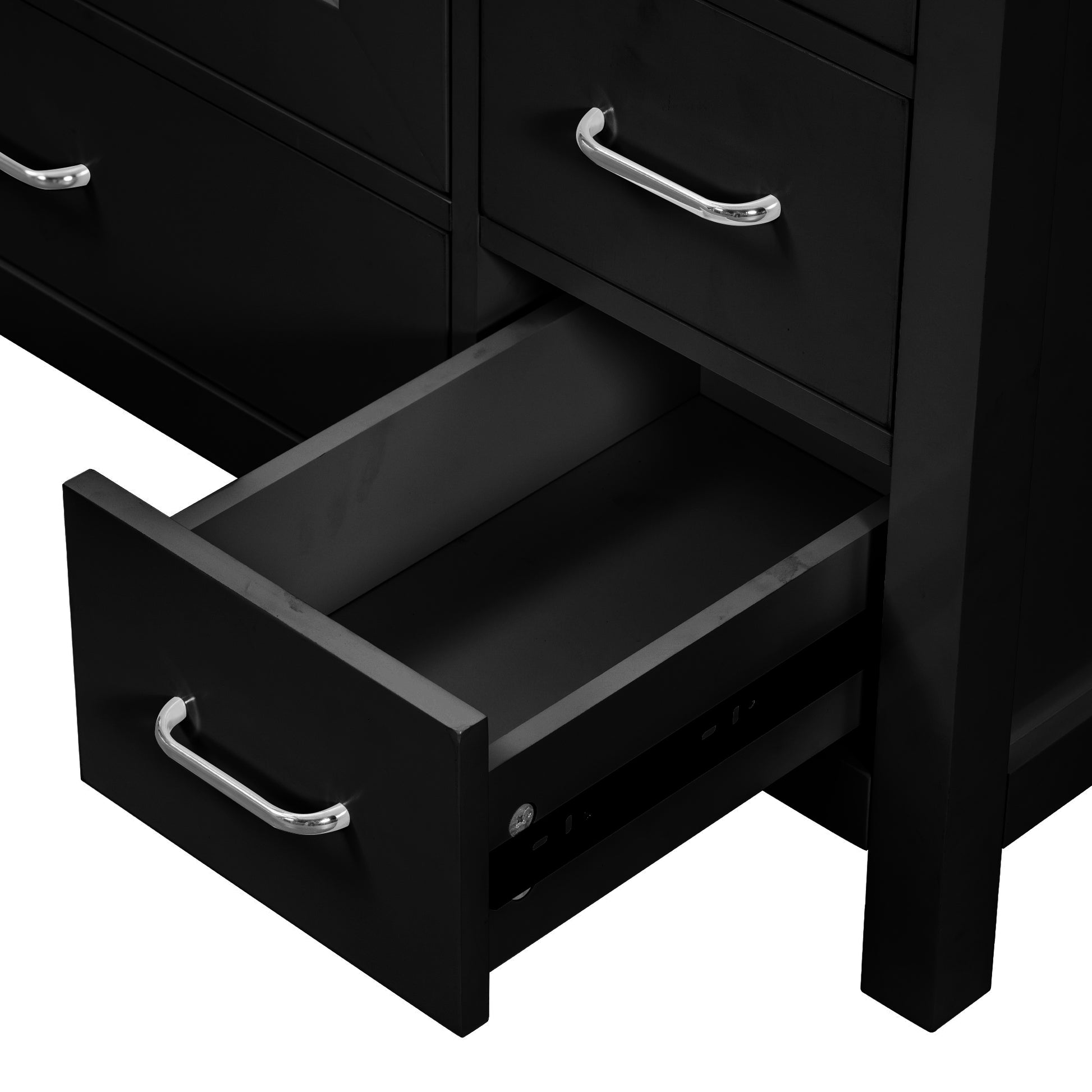 36" Black Bathroom Vanity With Ceramic Sink Combo, Abundant Storage Cabinet 2 Soft Close Doors And 5 Drawers Black Bathroom Solid Wood Mdf
