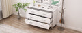 Elegant High Gloss Dresser With Metal Handle,Mirrored Storage Cabinet With 6 Drawers For Bedroom,Living Room,White White Mdf