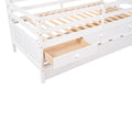 Low Loft Bed Twin Size With Full Safety Fence, Climbing Ladder, Storage Drawers And Trundle White Solid Wood Bed White Solid Wood