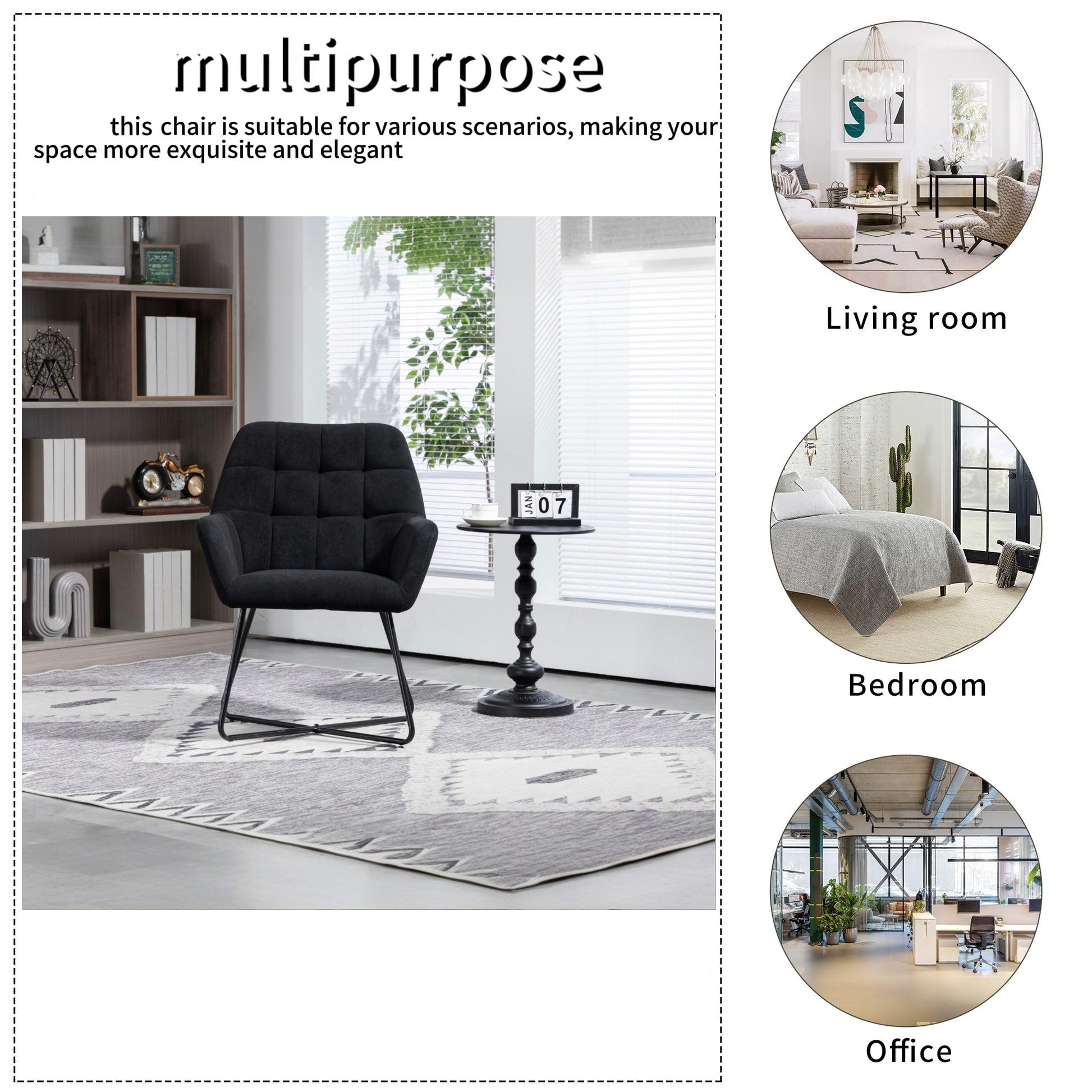 Modern Velvet Desk Chair Swirl Office Chair With Adjustable Foot Nails,Comfy Computer Task Chair Metal Legs Upholstered Accent Arm Chair For Living Room Bedroom Small Spaces Home Office Black Black Foam Velvet