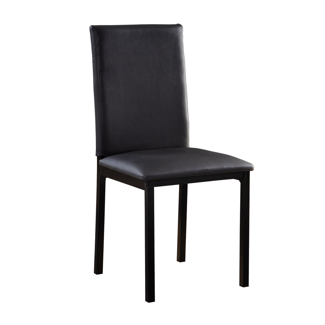 Set Of 4 Dining Chairs Black Faux Leather Upholstery Casual Dining Room Furniture Metal Frame Black Dining Room Side Chair Metal