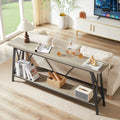 70.9 Inch Extra Long Sofa Table, Console Behind Sofa, Entryway Table With 2 Tier Storage Shelves For Hallways, Living Rooms,Foyers,Entryways,Banquet Rooms,Rustic Gray And Black, 70.9 L X 11.8