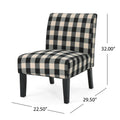 Accent Chair Black White Fabric