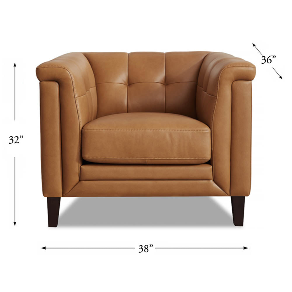 Arvo Leather Chair Cognac Down Filling Genuine Leather