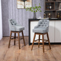 Coolmore Bar Stools Set Of 2 Counter Height Chairs With Footrest For Kitchen, Dining Room And 360 Degree Solid Wood Legs Swivel Bar Stools Set Of 2 Gray Linen Gray Foam Linen