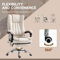 Vinsetto Microfiber Office Chair, High Back Computer Chair With 6 Point Massage, Heat, Adjustable Height And Retractable Footrest, Cream White Cream White Polyester