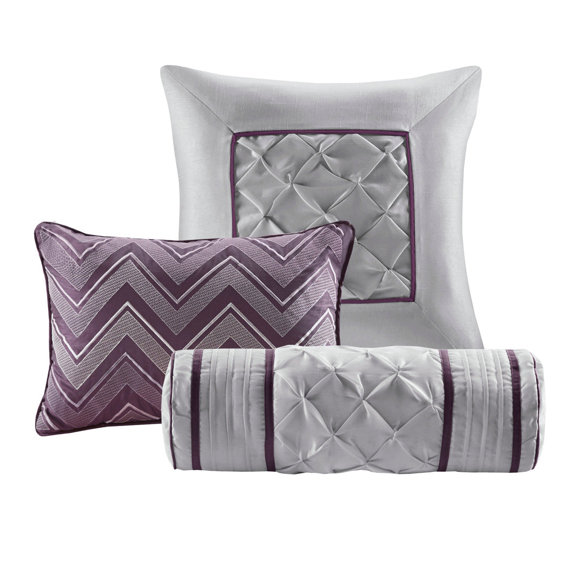 7 Piece Tufted Comforter Set Plum Full Full Plum Polyester