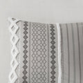 Cotton Printed Comforter Set With Chenille Gray Full Queen Queen Gray Cotton