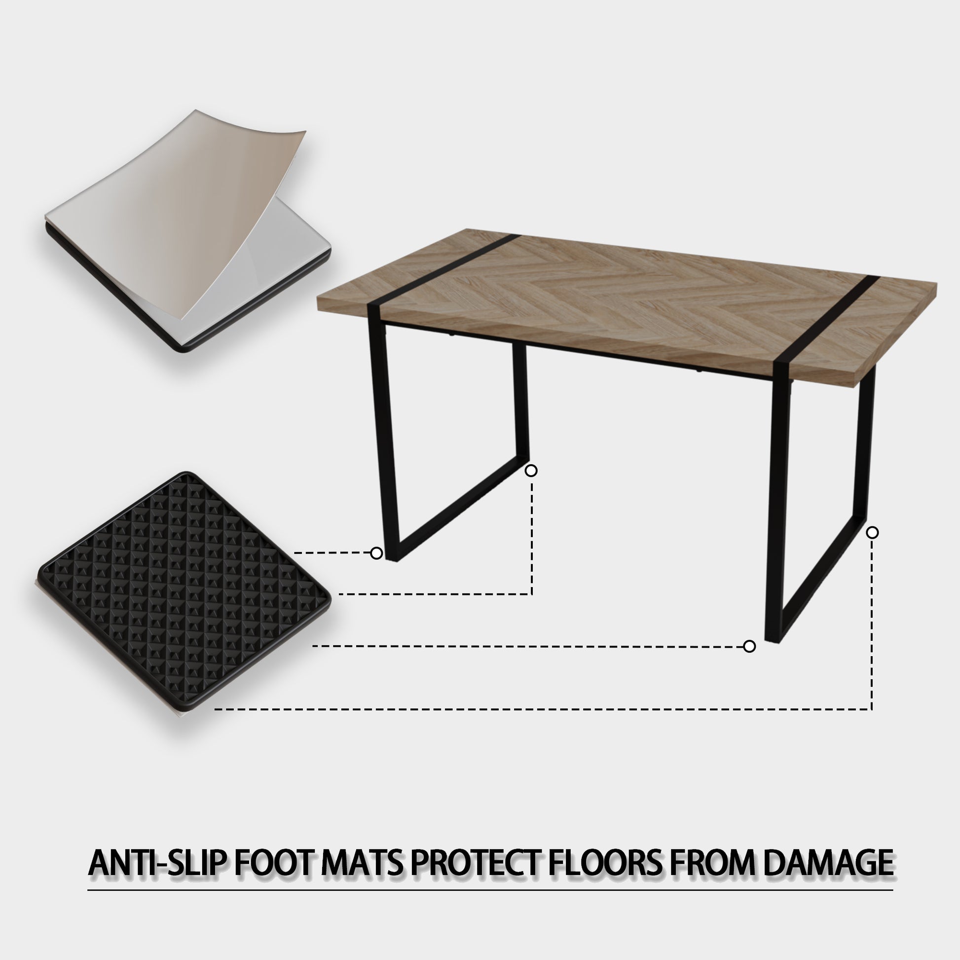 59 "Rural Industrial Rectangular Mdf Light Wood Dining Table, 4 6 People, 1.5" Thick Engineering Wood Tabletop And Black Rectangular Metal Legs, Used For Desks, Kitchens, Terraces, Restaurants Natural Wood Kitchen Mdf