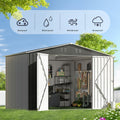 Outdoor Sheds 10Ft X 10Ft & Outdoor Storage Clearance, Metal Anti Corrosion Utility Tool House With Lockable Door & Shutter Vents, Waterproof Storage Garden Shed For Backyard Lawn Patio Black Garden & Outdoor Iron