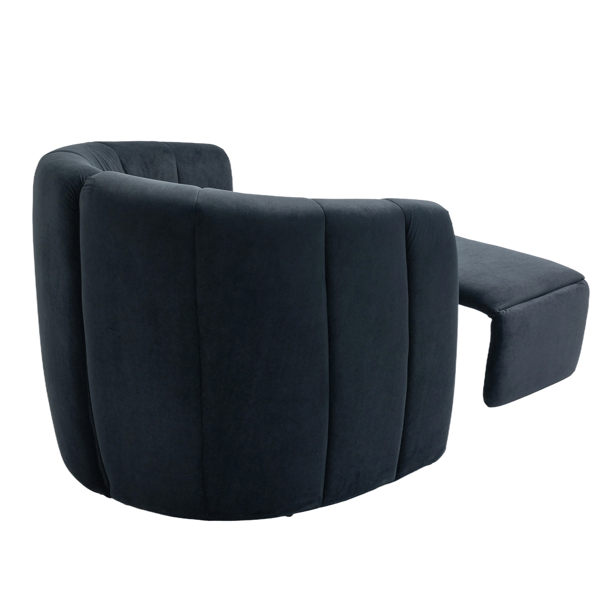 Coolmore Accent Chair With Ottoman, Mid Century Modern Barrel Chair Upholstered Club Tub Round Arms Chair For Living Room Bedroom Office Black Velvet Black Foam Velvet