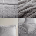 Ombre Shaggy Long Fur Comforter Mini Set Twin Grey Polyester