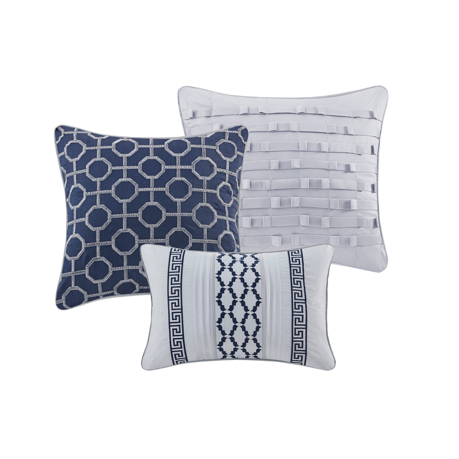 7 Piece Jacquard Comforter Set Navy Cal King California King Navy Polyester
