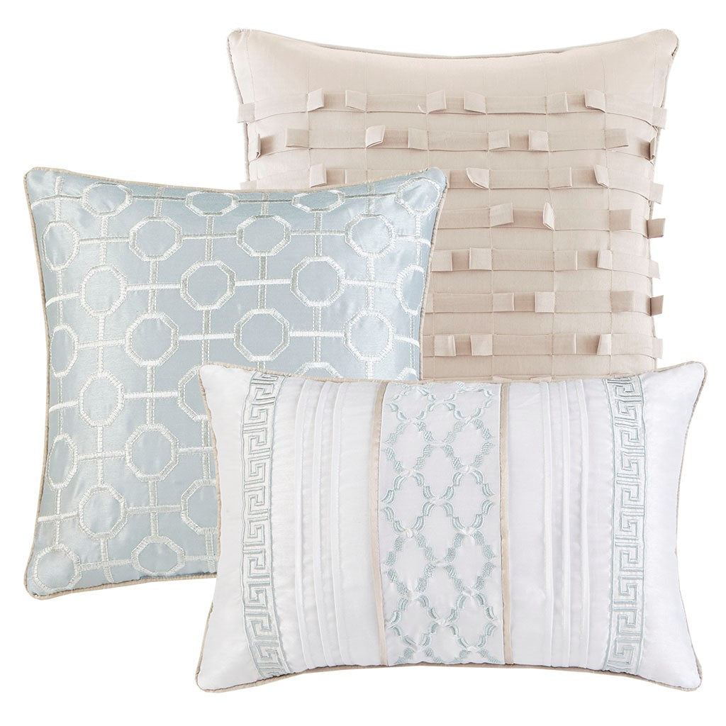 7 Piece Comforter Set Aqua Queen Queen Aqua Polyester