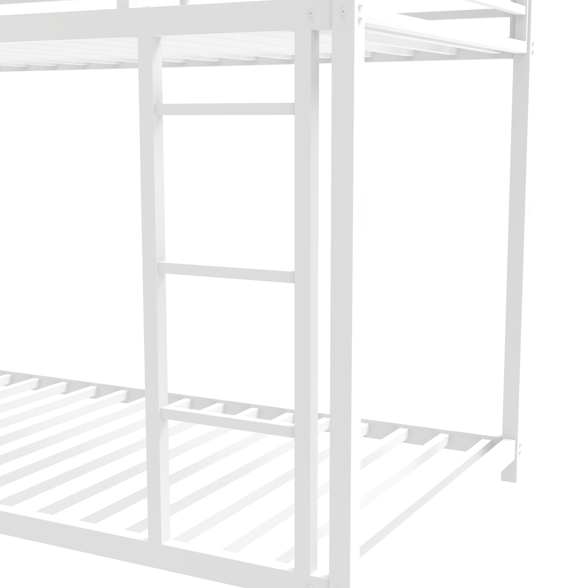 Metal Twin Over Twin Bunk Bed Heavy Duty Sturdy Metal Noise Reduced Safety Guardrail No Box Spring Needed,White Twin White Metal Metal