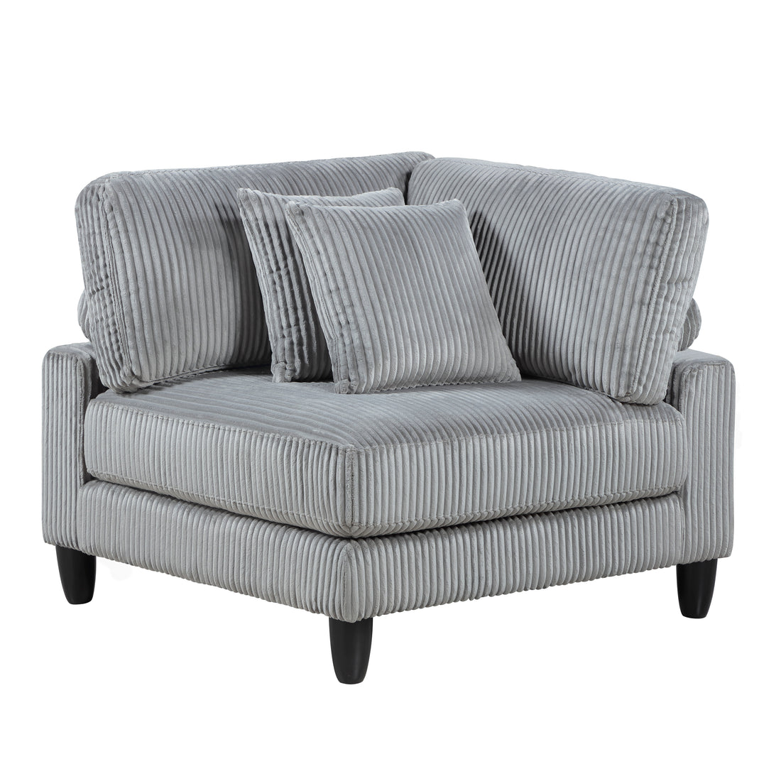 Living Room Furniture Corner Chair Gray Corduroy Upholstery 1Pc Corner Wedge Soft Cushion Solid Wood Legs Gray Primary Living Space Contemporary,Modern Plywood,Solid Wood