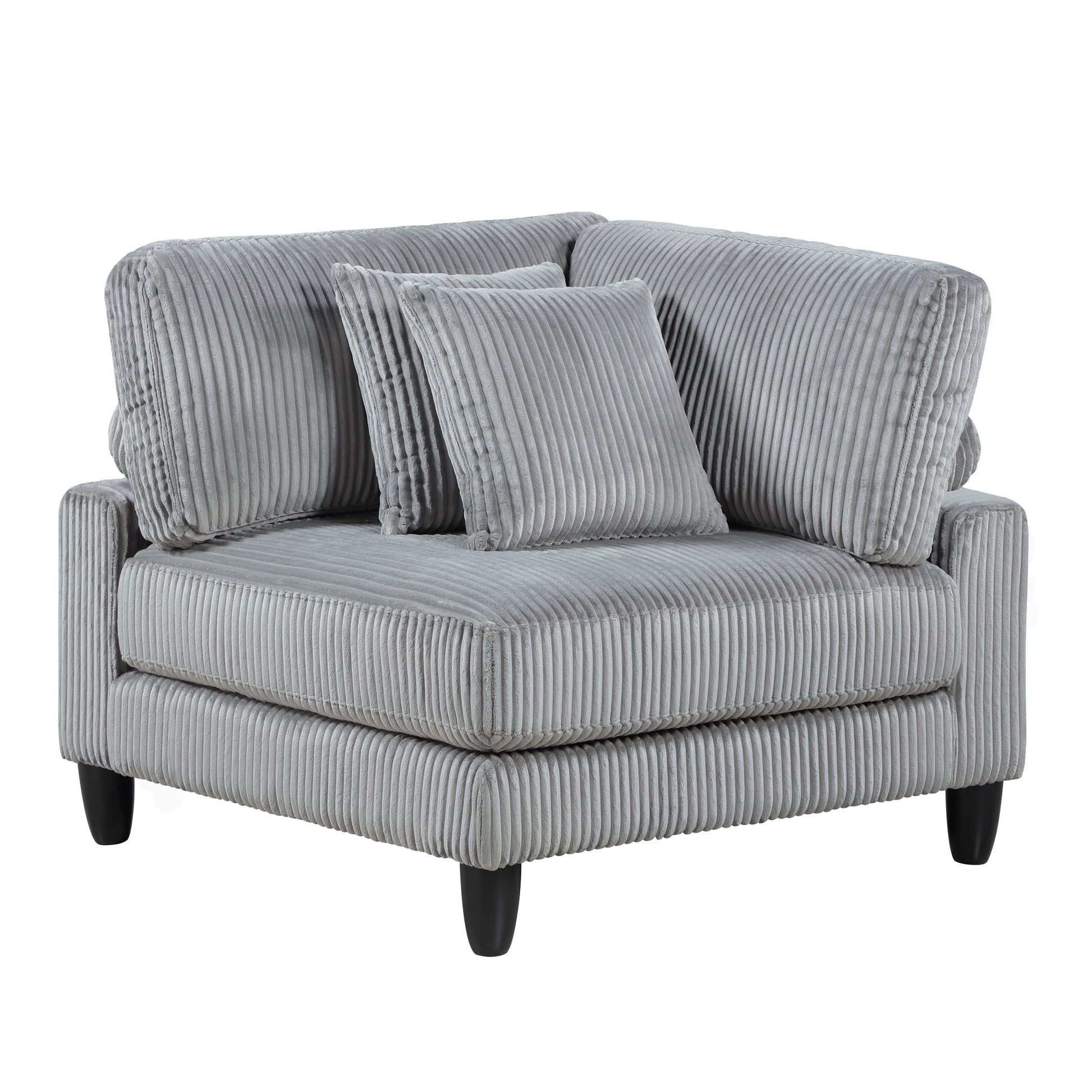6Pc Modular Sectional Set Gray Corduroy Upholstery 3X Armless Chairs 3X Corner Seats Soft Pillows Living Room Furniture Gray Corduroy Wood Primary Living Space Contemporary,Modern Modular