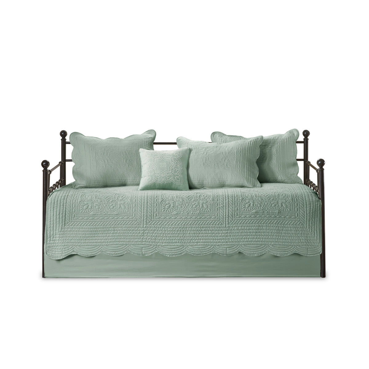 6 Piece Reversible Soped Edge Daybed Cover Set Seafoam Daybed Seafoam Microfiber