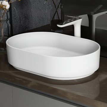 Solid Surface Basin Matte White Contemporary Solid Surface