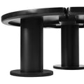 39.4'' Easy Assembly Round Petal Shaped Coffee Table, Cream Style Center Table With 3 Thick Legs, Minimalist Irregular End Table With Sleek Round Edges For Living Room, Black Black Mdf