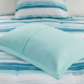 8 Piece Printed Seersucker Comforter And Quilt Set Collection Aqua King Cal King King Aqua Polyester