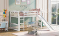 Twin Size Loft Bed With Slide And Ladder, White Old Sku: Lt000504Aak White Solid Wood