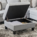 Storage Ottoman Light Grey Fabric