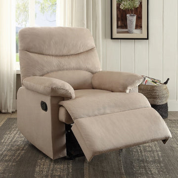 Light Brown Recliner With Pillow Top Arm Light Brown Manual Handle Metal Primary Living Space Tight Back Handle Pillow Top Arms Fabric Metal
