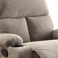 Grey Recliner With Cup Holder Grey Linen Manual Handle Metal Primary Living Space Tight Back Handle Pillow Top Arms Fabric Metal