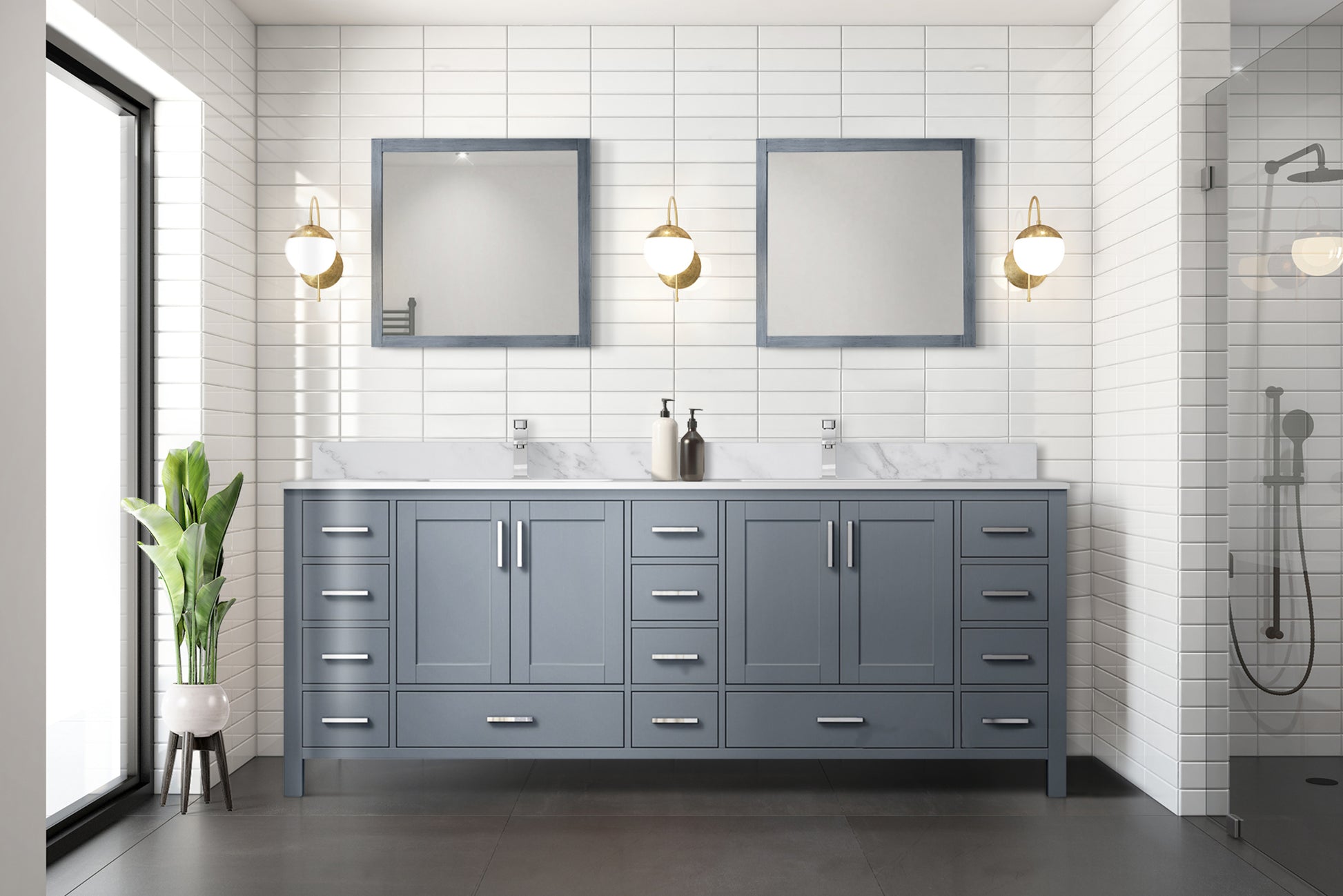 Dark Grey Double Bath Vanity 84 In. W X 22 In. D Dark Grey Plywood Wood